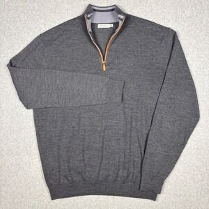 Collars & Co Cashmere Touch Australian Merino Wool 1/4 Zip Sweater Mens 2XL Gray